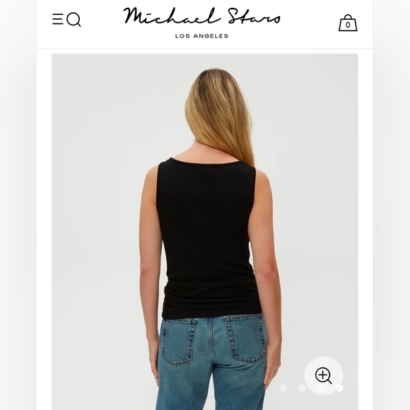 NWT MICHAEL STARS Coco Ruched Boat Neck Ultra Rib Carmine Stretch Tank XS - Picture 3 of 10